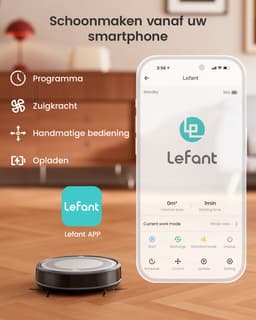 Lefant M310-robotstofzuiger – 4500 Pa zuigkracht – Verstoppingsvrije zuigopening – 180 min. gebruiksduur – Ideaal voor huisdierharen, harde vloeren en tapijten — thumbnail 2