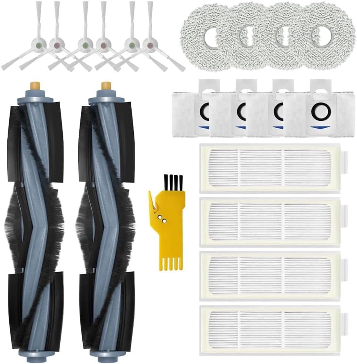 20-delige Vervangende Accessoirekit voor ECOVACS DEEBOT T20 OMNI/T20e Omni Stofzuigerrobots: 2 Rollenborstels, 4 Filters, 6 Zijborstels, 4 Mopdoeken, 4 Stofzakken — afbeelding 1