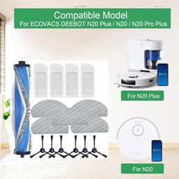 onderhoudsset robotstofzuiger - 16 stuks - Geschikt voor ECOVACS DEEBOT N20 - N20 PLUS - N20 PRO PLUS - Vervangingsset - met Wasbare Natte Dweilpads, rolborstel, Zijborstels, hepa filter — thumbnail 3