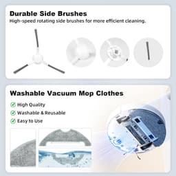 Accessoire Vervanging gescht voor Dreame D10 Plus Gen 2 Robotstofzuiger, 1 Hoofdborstel, 2 HEPA-Filters, 4 Zijborstels, 4 Reinigingsdoeken, 6 Stofzakken, 1 Reinigingsborstel — thumbnail 5
