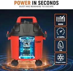 800 W nat- en droogzuiger met 10 liter capaciteit voor efficiënt reinigen — thumbnail 2