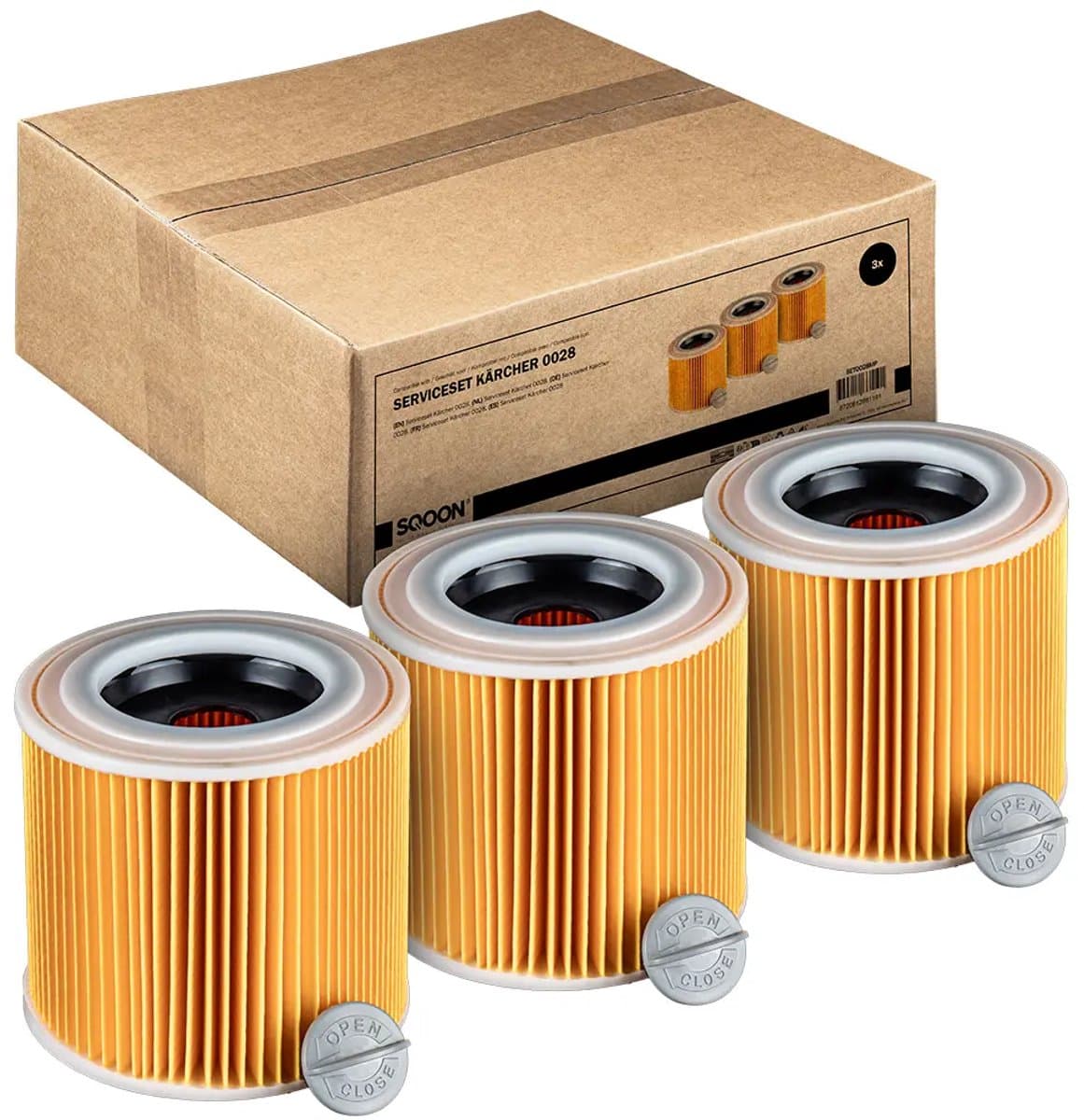 SQOON® Filterset geschikt voor Kärcher WD1, WD2, WD3 - Gelijk aan model: 6.414-552.0 / KFI 3310- 3 stuks — afbeelding 1