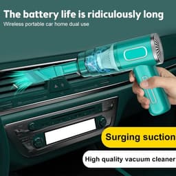 Draadloze Auto Stofzuiger - Kruimelzuiger Handheld - Auto Interieur Reinigen - Sterke Zuigkracht Nat Droog - 500 Gram Lichtgewicht - Groen — thumbnail 2