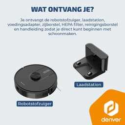 Denver Robotstofzuiger met Laadstation - Smartphone TUYA App - Amazon Alexa compatible - LiDAR mapping - Zijborstel - Borstelloze motor - Geschikt voor Huisdierharen - RVC135 — thumbnail 4