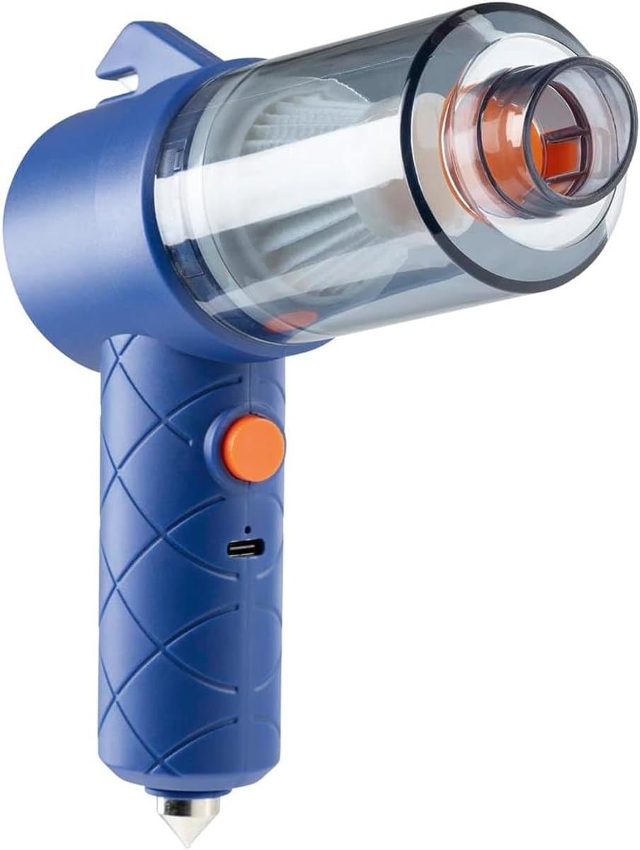 Draadloze Handstofzuiger - Kleine Stofzuiger - Auto en Thuis - Zuig en Blaas - 10 Minuten Gebruik - Blauw Oranje — afbeelding 1