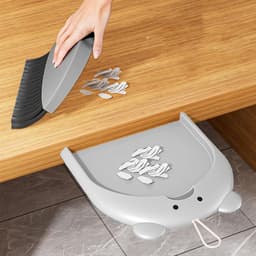 Mini stoffer blik - Kleine bezemset - Bureau reinigen - Met ophangkoord - 18 x 235 cm - Grijs — thumbnail 4