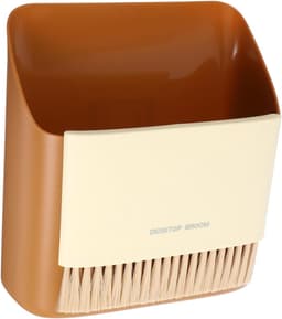 Mini bezem en stoffer - Kleine reinigingsset - Bureau schoonmaken - Compact en lichtgewicht - 17 cm breed - Oranje — thumbnail 1