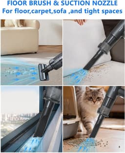 SnelShoppen - Draadloze Handstofzuiger 4 in 1 - Compacte en Krachtige Accu Stofzuiger met Borstelloze Motor, 20.000 Pa Zuigkracht voor Auto, Thuis, Ka — thumbnail 3
