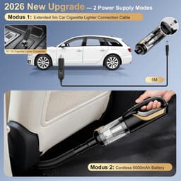 Draagbare Kruimeldief - Auto Stofzuiger - Auto Interieur Reinigen - 4-in-1 Functies - 27000Pa Zuigkracht - Zwart — thumbnail 4