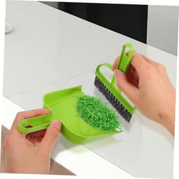 Mini Bezem Stoffer Set - Handveger Blik - Precisie Reiniging - Geïntegreerde Opbergruimte - 18.50x12.50x2.50cm - Groen — thumbnail 3