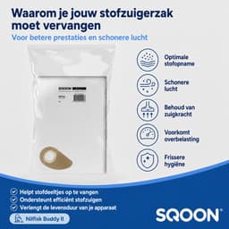 SQOON® Stofzuigerzakken Basic Geschikt voor Nilfisk Buddy II – 5 Stuks — thumbnail 5