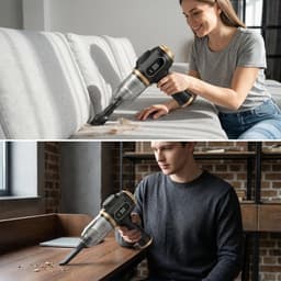 KZQ Handheld auto stofzuiger met LCD-scherm - Draadloze oplaadbare stofzuiger voor auto thuis kantoor en huisdierharen - 7-in-1 reinigingsset - Zwart — thumbnail 5