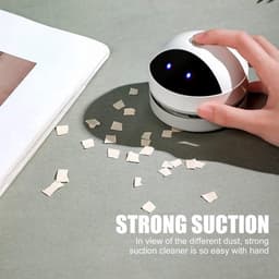 Mini desktop stofzuiger - USB oplaadbaar en draadloos - hoge zuigkracht voor bureau, kantoor, auto, kussen en toetsenbord - wit — thumbnail 3