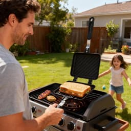 Sandwich Maker en Anti-aanbak Pan Platte Bodem Ontbijt Panini Pan — thumbnail 4