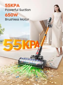 Draadloze Steelstofzuiger - Krachtige Stofzuiger - Huis Reinigen - Automatische Zuigkracht - 65 Min Autonomie - Oranje — thumbnail 2