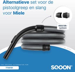 SQOON® Stofzuigerslang geschikt voor Miele Blizzard CX1 series, S2... Series - Compleet (inclusief pistoolgreep) - 1,85 meter — thumbnail 3