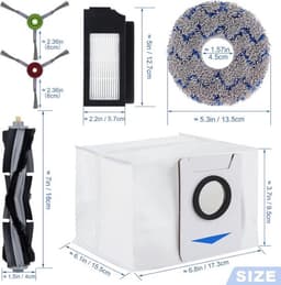 15 stuks accessoireset geschikt voor Ecovacs DEEBOT X1 Omni X1 Turbo X1 Plus stofzuigerrobot, hoofdborstel, zijborstel, filter bodemzak voor stofzuiger, borstel, wisdoek, reserveonderdelen — thumbnail 5