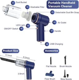 Cordless Handheld Vacuum Cleaner - Mini Auto en Huishoudelijke Stofzuiger met Krachtige Zuigkracht — thumbnail 3