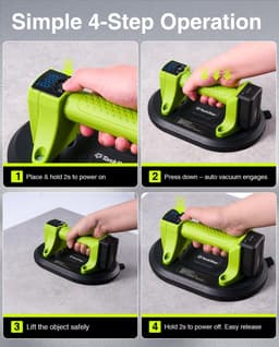 Accu Zuignap - Vacuüm Lifter - Tegels Plaatsen - Automatische Hechting - 25 cm - Groen — thumbnail 4