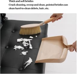 Stofblik en Bezemset - Mini Schoonmaakset - Bureau Schoonmaken - Compact Ontwerp - 32 cm - Beige — thumbnail 4