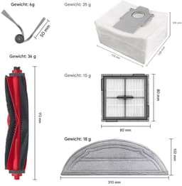 TuseRxln Stofzuiger Onderdeel - Accessoires Geschikt - Rubber/Nylon Hoofdborstel + HEPA Stofzak + Microvezel Wisdoek - 18 Stks - Voor Roborock Q7 L5+/M5+ Zwart — thumbnail 4