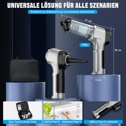 Draagbare Stofzuiger - Schoonmaker - Auto en Thuis - 4-in-1 Functie - 200 ml - Zilverzwart — thumbnail 2