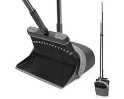 Bezem en stoffer - Veegset - Huishoudelijk schoonmaken - Verstelbare steel - 138 cm - Donkergrijs