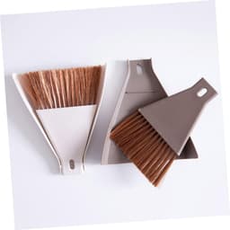 Mini Bezem Stoffer Set - Desktop Reiniger - Kleine Oppervlakken Schoonmaken - Compact Formaat - 17x15cm - Beige Koffie — thumbnail 2