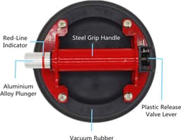 Vacuümzuignap Zware Lifter - Glaslifter Tegellifter - Materiaal Verplaatsen - Red-Line Vacuüm Indicator - 8 inch - Rood — thumbnail 4