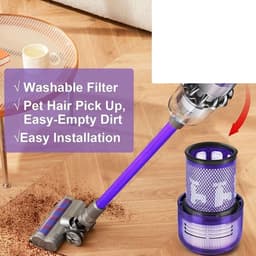 2 stuks Wasbare filters - compatibel met Dyson V12 Slim Detect Absolute draadloze stofzuiger - HEPA-filter vervangingsonderdelen — thumbnail 3