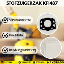 Maxorado Stofzuigerzakken 10 Stuks geschikt voor Kärcher KFI 487 WD4 WD5 WD6 MV4 MV5 MV6 – Sterke Vliesfilterzakken voor Nat en Droogzuiger – Alternatief voor 2.863-006.0 — thumbnail 2