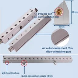 Luchtmeter Stofverwijdering - Luchtblazer - Oppervlak Reinigen - Aluminiumlegering - 1/4 inch schroefdraad - Zilverkleurig — thumbnail 2
