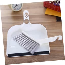Mini Bezem Stoffer Set - Kleine Schoonmaakset - Bureau Schoonmaken - Diep Concaaf Stofblik - 28 x 21 cm - Wit — thumbnail 2