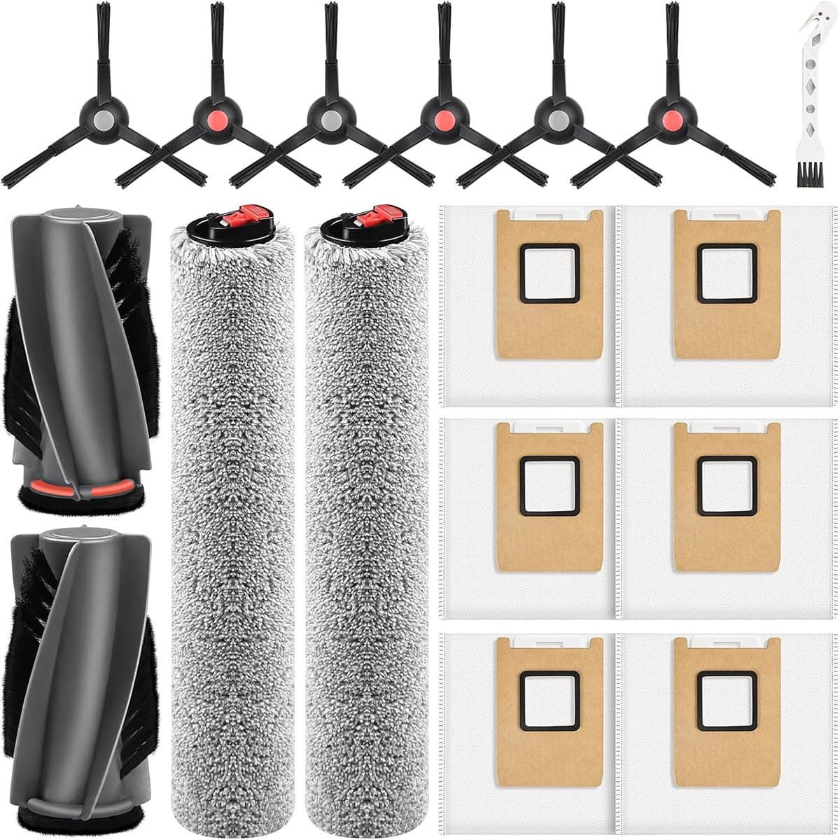 17-delige accessoireset compatibel met Eufy RoboVac E28 Omni/E25 Omni - Hoofdborstels, zijborstels, stofzakken — afbeelding 1
