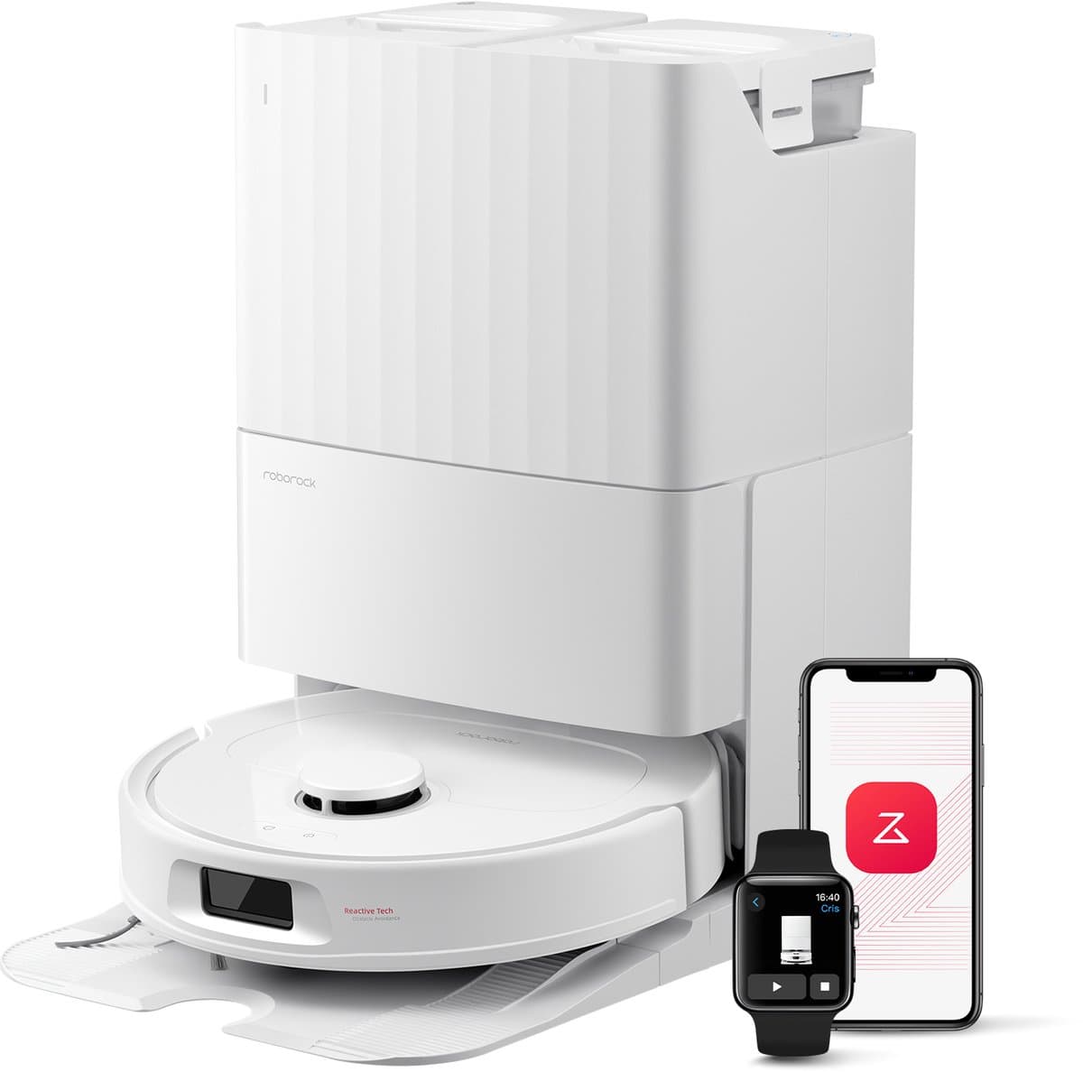 Roborock QV 35S Robotstofzuiger–10000 Pa zuigkracht– Dubbele anti-klitborstels– Slimme obstakelvermijding–Dubbele opklapbare– Draaiende dweilen– Automatisch dweilen–Zelfdrogend– Wit–Qrevo plus Upgrade — afbeelding 1