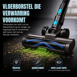Kymo 2 in 1 Steelstofzuiger Draadloos met Dweilfunctie - 450W - 33kPa - Stofzuiger Zonder Zak - Draadloze Stofzuiger op Accu - Stofzuigen en Dweilen - Kruimeldief - Handstofzuiger - Snoerloze Stofzuiger - 62 Min Accu - 450W — thumbnail 3