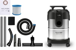 Nilfisk Multi I 20 T Inox Nat- en Droogzuiger - 1100W - 20L RVS Alleszuiger - L-Klasse Stofzuiger met Stopcontact voor Elektrisch Gereedschap & Blaasfunctie — thumbnail 1