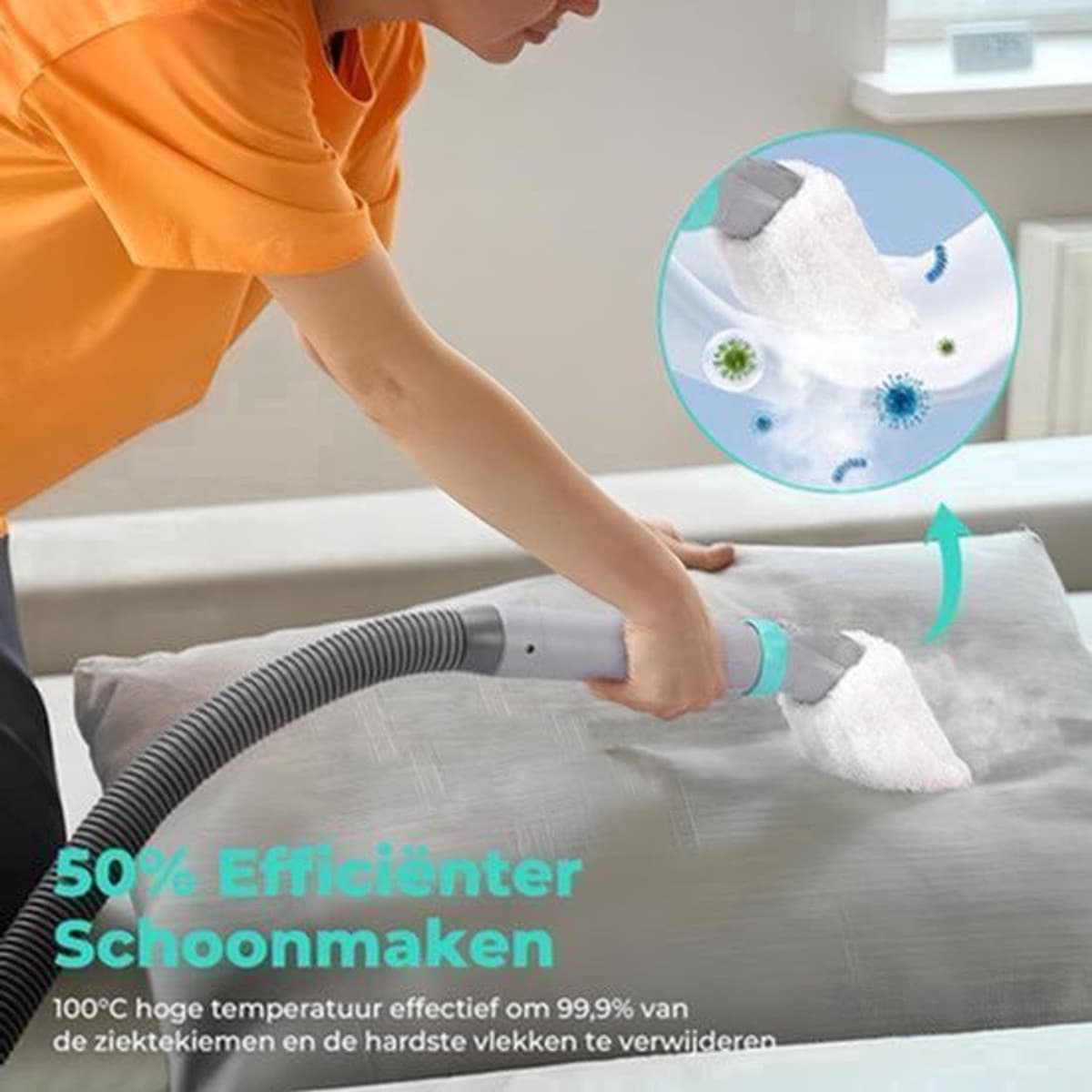 Tapijtreiniger – Vloerreiniger – Bekledingreiniger – Stofzuiger – Bankreiniger – Warm Waterfunctie Tot 60°C – Stoomfunctie Tot 100°C — afbeelding 1