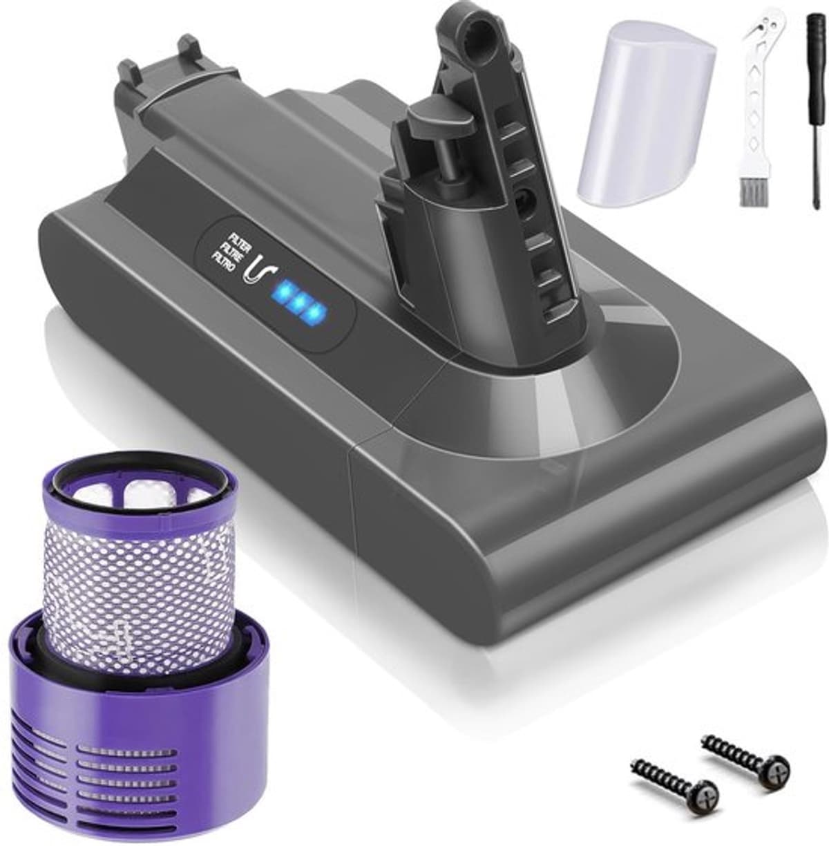 6000mAh Accu voor V10/SV12, 1 Filter Inbegrepen — afbeelding 1