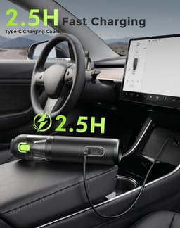 Accu-autostofzuiger - Zwart en Groen - Draagbare Handstofzuiger met 20.000 Pa Zuigkracht - Voor Auto en Bureau — thumbnail 3