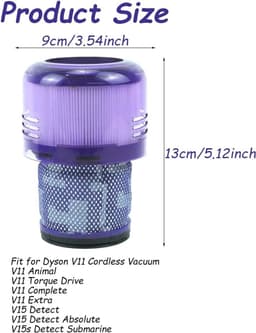 2-delige Filterset - Geschikt voor Dyson V11 V15 Detect/Animal/Torque Drive Plus/Complete/Extra Stofzuigers — thumbnail 2