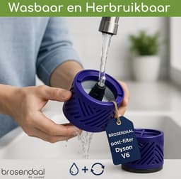 Brosendaal V6 Postfilter - Geschikt voor Dyson V6 Steelstofzuiger - SV03 SV05 SV06 SV07 - Wasbaar HEPA Filter - 2 stuks — thumbnail 2
