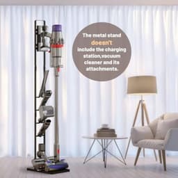 PromoHome Stofzuigerhouder - Metaal, Zwart - 4 Verstelbare Haken - Boorvrije Montage - Geschikt voor Dyson V6 V7 V8 V10 V11 V12 V15 en Andere Draadloze Stofzuigers - Wandbevestiging voor Opbergen Accessoires — thumbnail 2