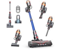 Draadloze Steelstofzuiger 650W - Krachtige Stofzuiger met Afneembare Batterij en Automatische Modus