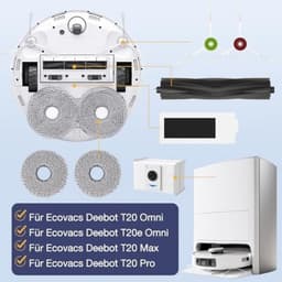 20 stuks accessoires voor Ecovacs Deebot T20 Omni / T20e Omni / T20 Max / T20 Pro robotstofzuiger, 1 hoofdborstels, 4 reinigingsdoeken, 4 Hepa-filters, 4 stofzakken, 6 zijborstels, accessoireset voor — thumbnail 1