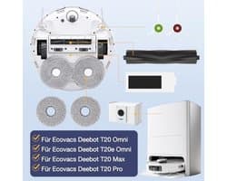 20 stuks accessoires voor Ecovacs Deebot T20 Omni / T20e Omni / T20 Max / T20 Pro robotstofzuiger, 1 hoofdborstels, 4 reinigingsdoeken, 4 Hepa-filters, 4 stofzakken, 6 zijborstels, accessoireset voor