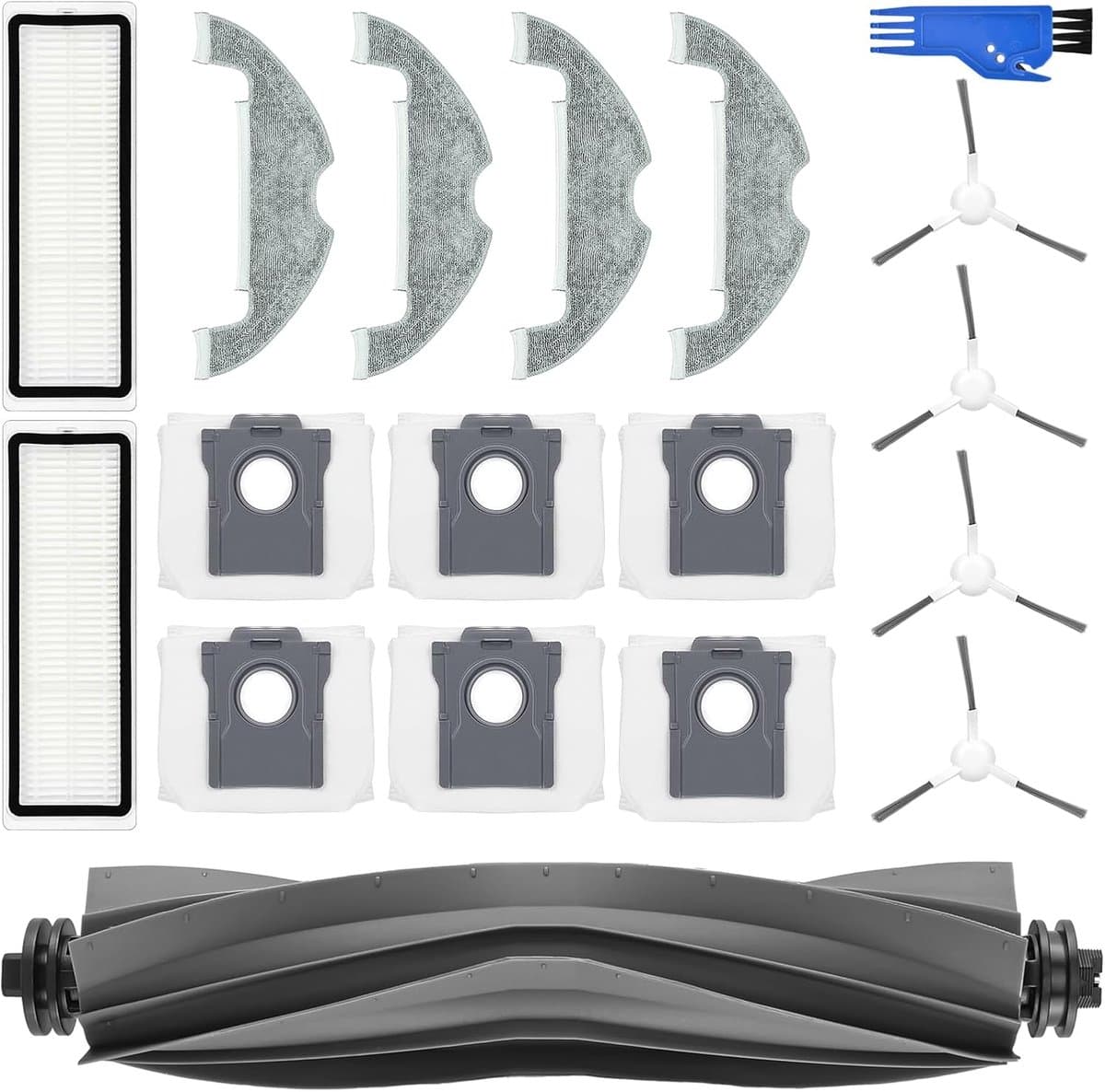 Accessoire Vervanging gescht voor Dreame D10 Plus Gen 2 Robotstofzuiger, 1 Hoofdborstel, 2 HEPA-Filters, 4 Zijborstels, 4 Reinigingsdoeken, 6 Stofzakken, 1 Reinigingsborstel — afbeelding 1