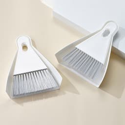 Stofblik en Bezem Set - Kleine Veegset - Keuken Schoonmaken - Ruimtebesparend Ontwerp - 18.5 x 13.4 cm - Grijs — thumbnail 2