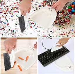 Mini Stofpan Borstel - Schoonmaak Set - Bureau Reinigen - Draagbaar Ontwerp - Niet gespecificeerd - Wit — thumbnail 3