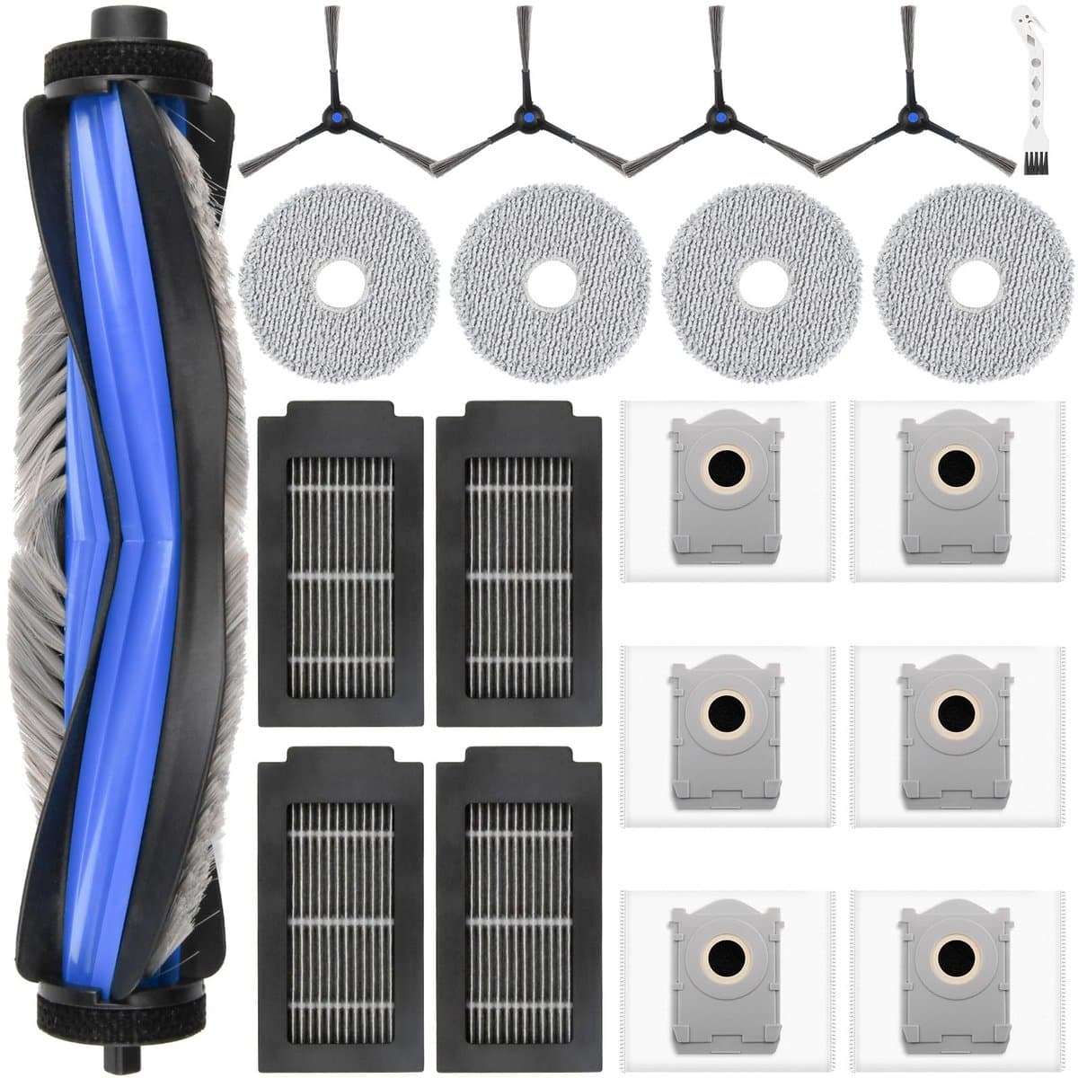 Dailygoods- Accessoireset 20-delig - Hoofdborstel - Dweilpads/Filters - Stofzakken/Zijborstels - Reinigingsborstel - Compatibel met Ecovacs Deebot T50 Omni/T50 Pro Omni - Robotstofzuigeraccessoires — afbeelding 1